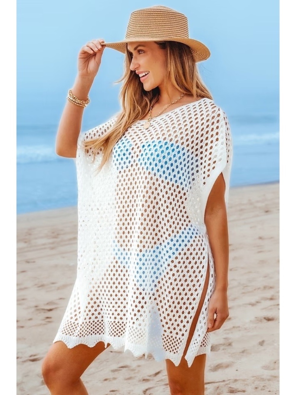 Cupshe White Crochet Swim Cover-Up Mini Dress - Picture 3 of 9